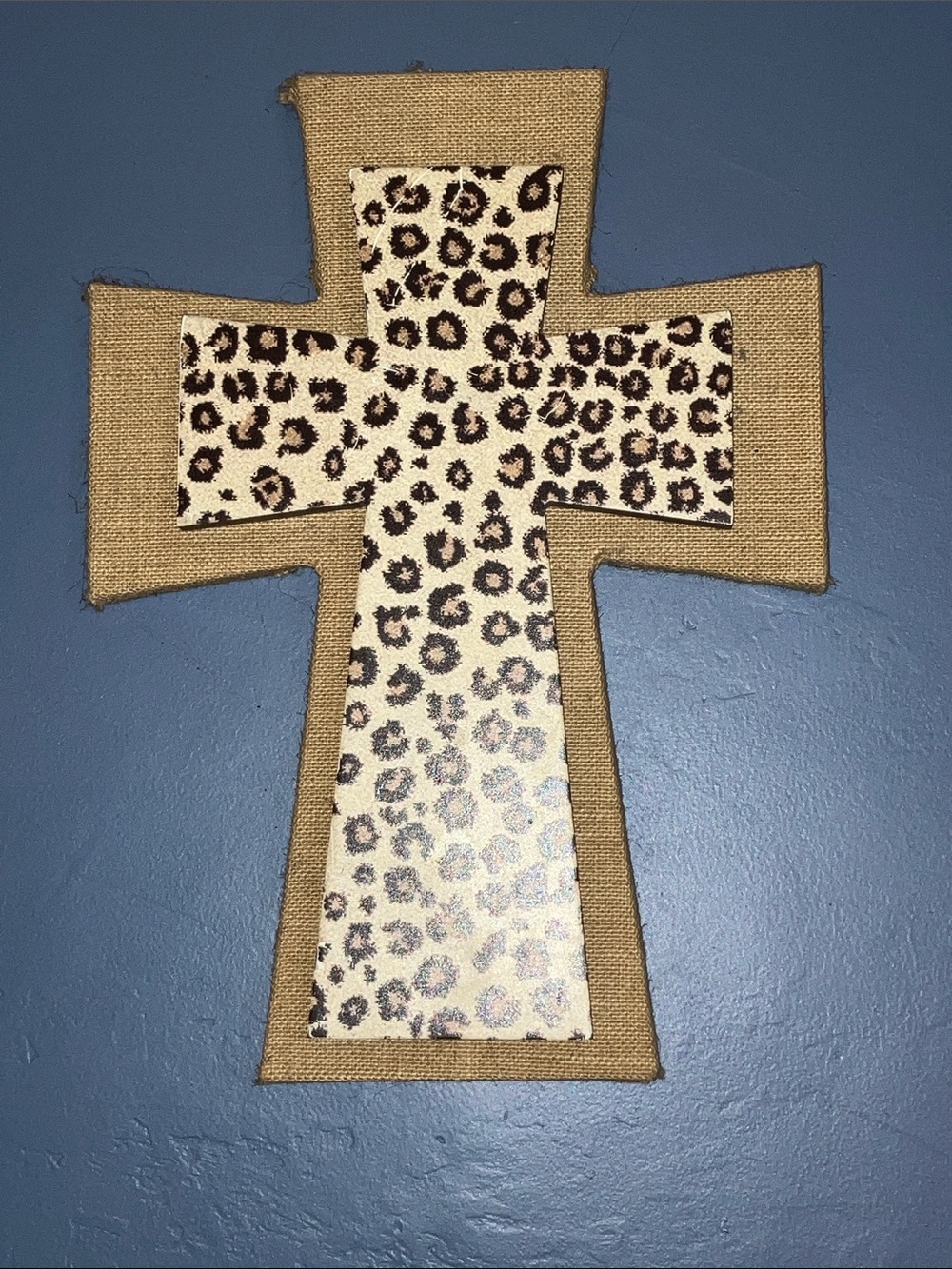 Source Unknown Leopard Print Cross Wall Art - Tan, Black, White